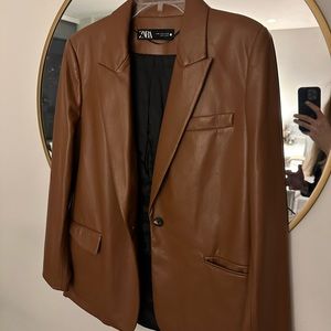 Vegan Leather Blazer